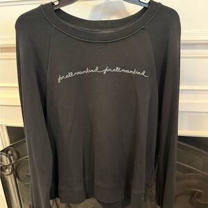 7 For All Mankind Black Textured Sweatshirt
